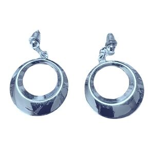 Vintage Minimalist Silver Tone Hypoallergenic Geometric Circle Stud Earrings